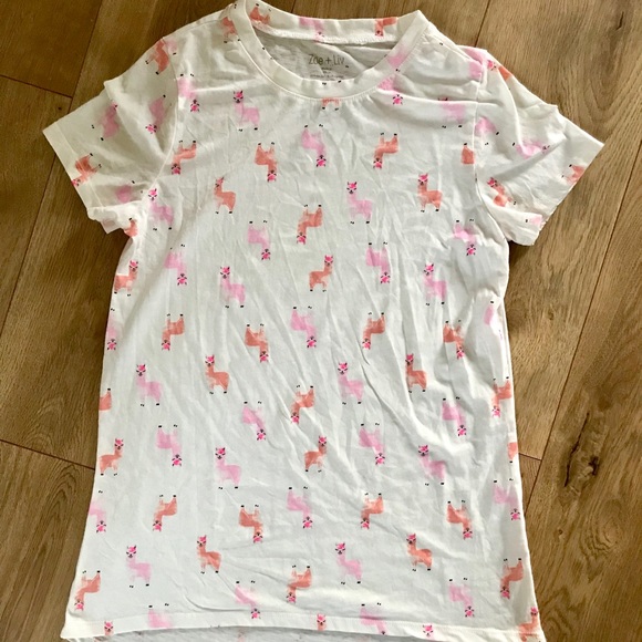 Zoe + Liv Tops - Women Oversized Cream Soft Llama Animal Tee Short